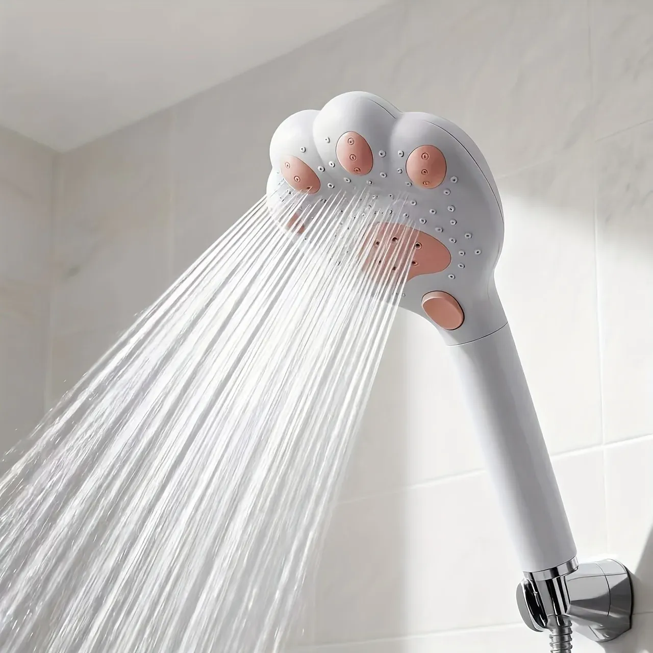 Pommeau de douche haute pression en forme de patte de chat, 3 modes de jet, économiseur d'eau
