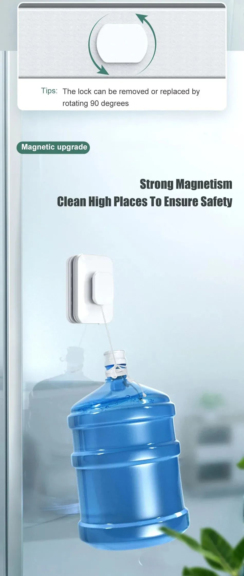 Brosse magnétique portable pour le nettoyage du verre, vue 8