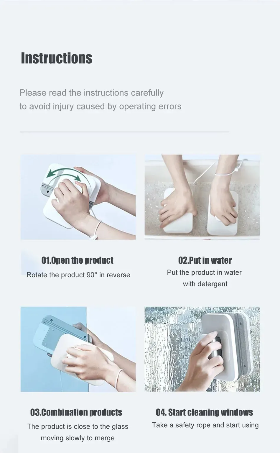 Brosse magnétique portable pour le nettoyage du verre, vue 11