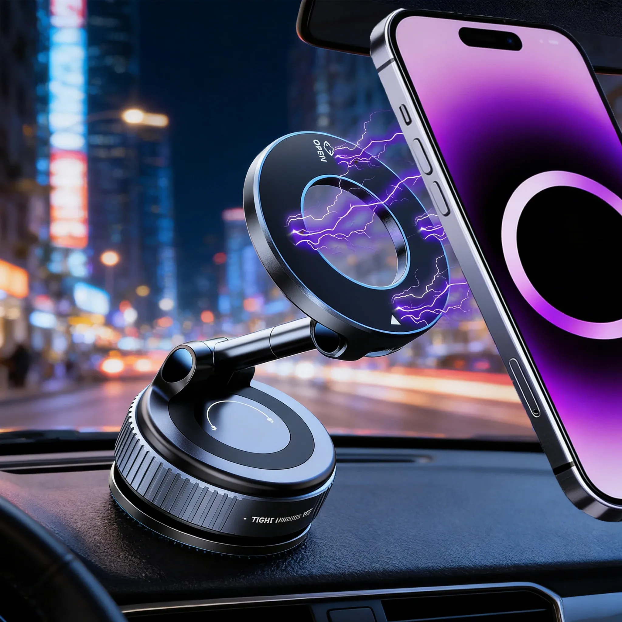 Support magnétique pliable à 360° pour téléphone de voiture et support à ventouse universel réglable pour voiture, bureau et salle de bain
