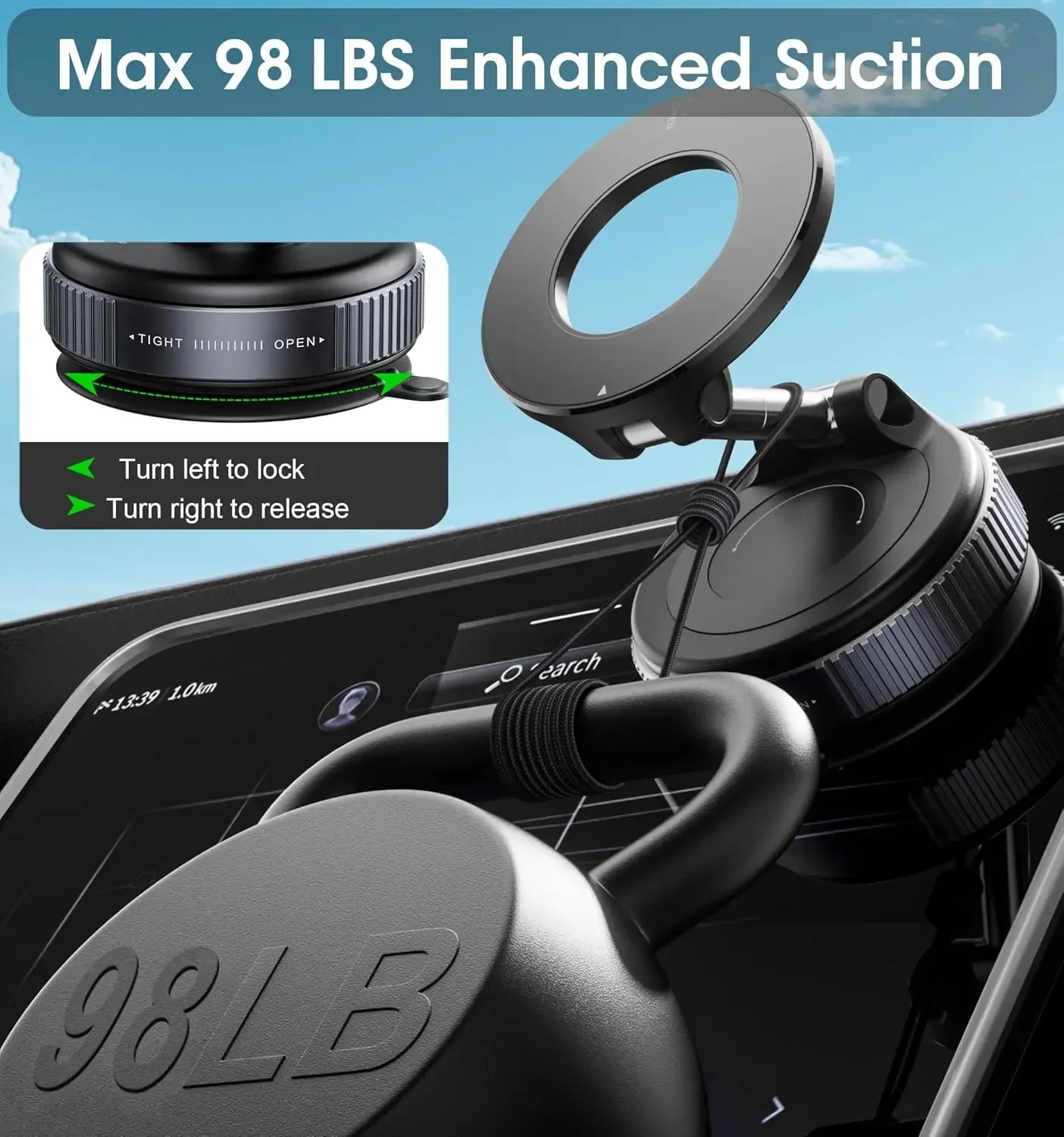 Support magnétique pliable à 360° pour téléphone de voiture et support à ventouse universel réglable pour voiture, bureau et salle de bain 3