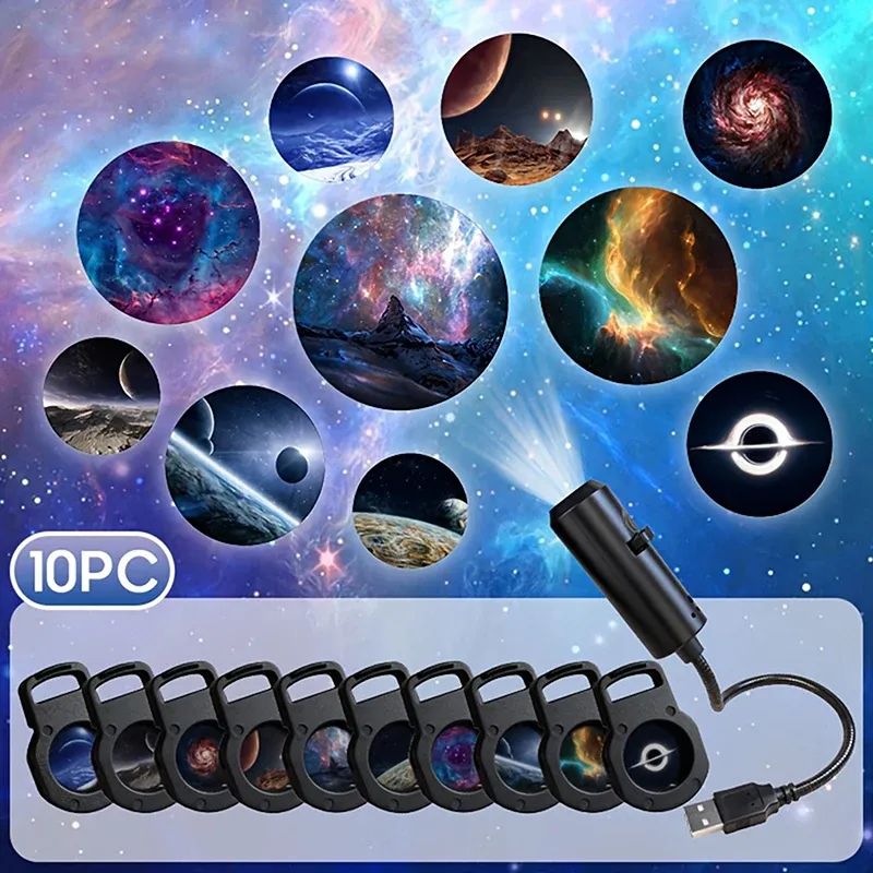 Projecteur LED Galaxie avec 10 images interchangeables, veilleuse ciel étoilé 3
