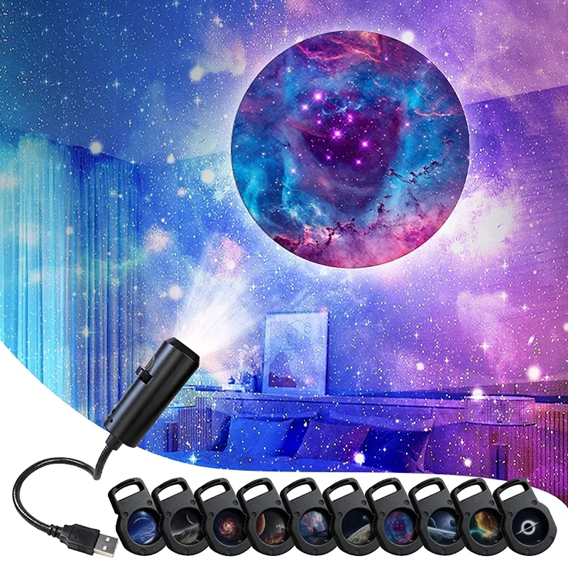 Projecteur LED Galaxie avec 10 images interchangeables, veilleuse ciel étoilé 5