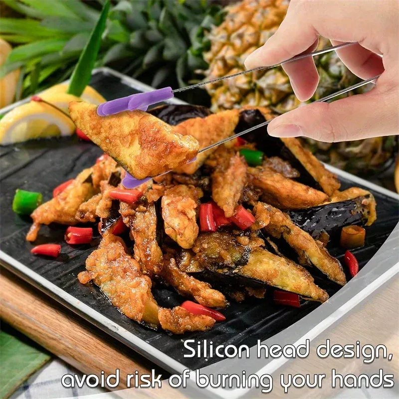 Lot de 8 mini pinces de cuisine colorées en silicone et acier inoxydable 4
