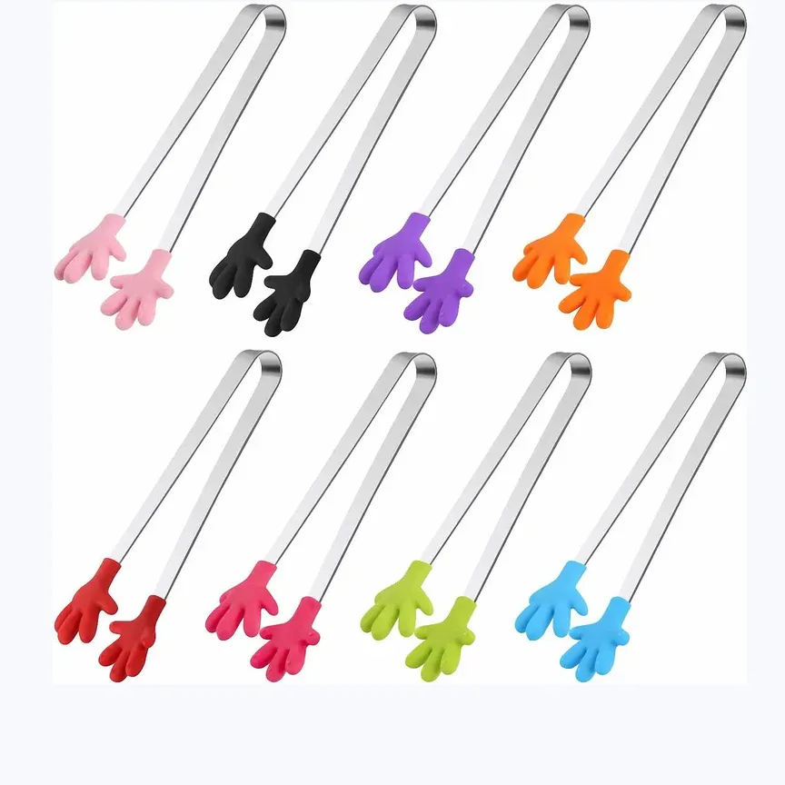 Lot de 8 mini pinces de cuisine colorées en silicone et acier inoxydable 7