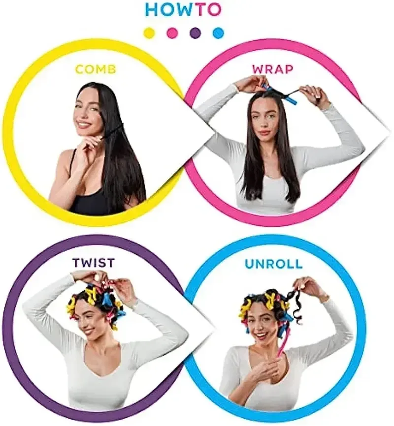 Boucles naturelles réalisées avec les rouleaux en mousse