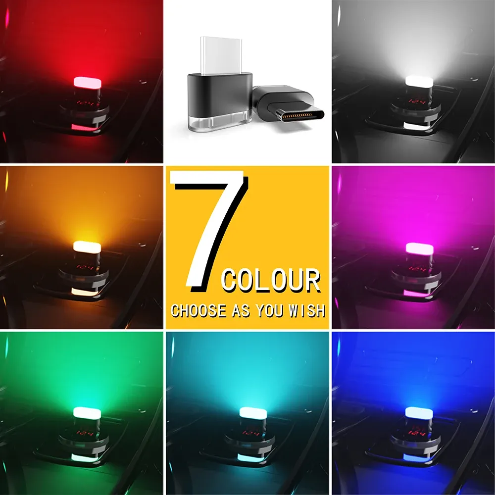Éclairage d'ambiance LED pour habitacle de voiture, connexion USB-C 3