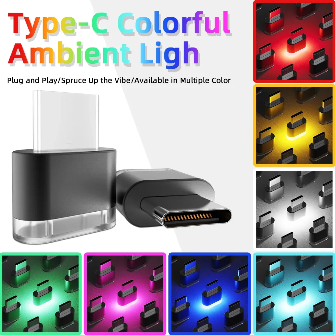 Éclairage d'ambiance LED pour habitacle de voiture, connexion USB-C 1