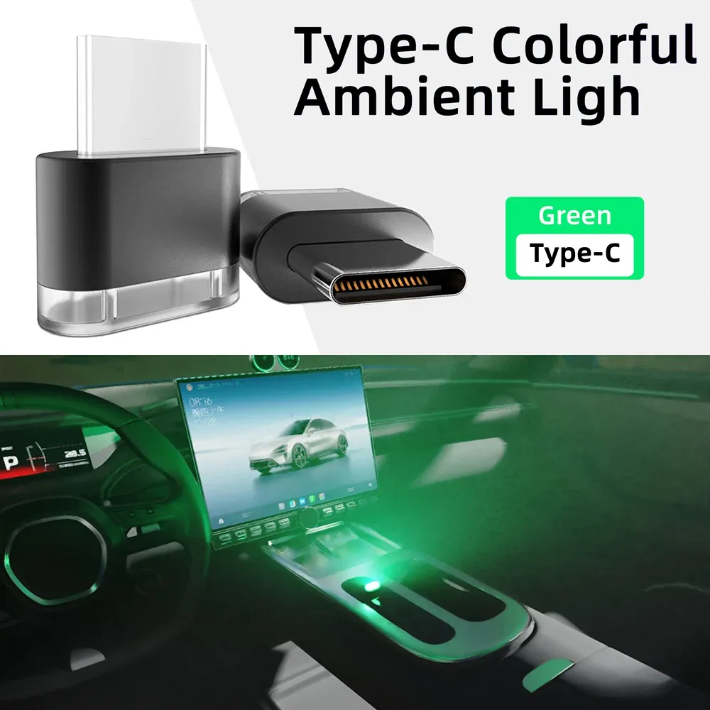 Éclairage d'ambiance LED pour habitacle de voiture, connexion USB-C 8