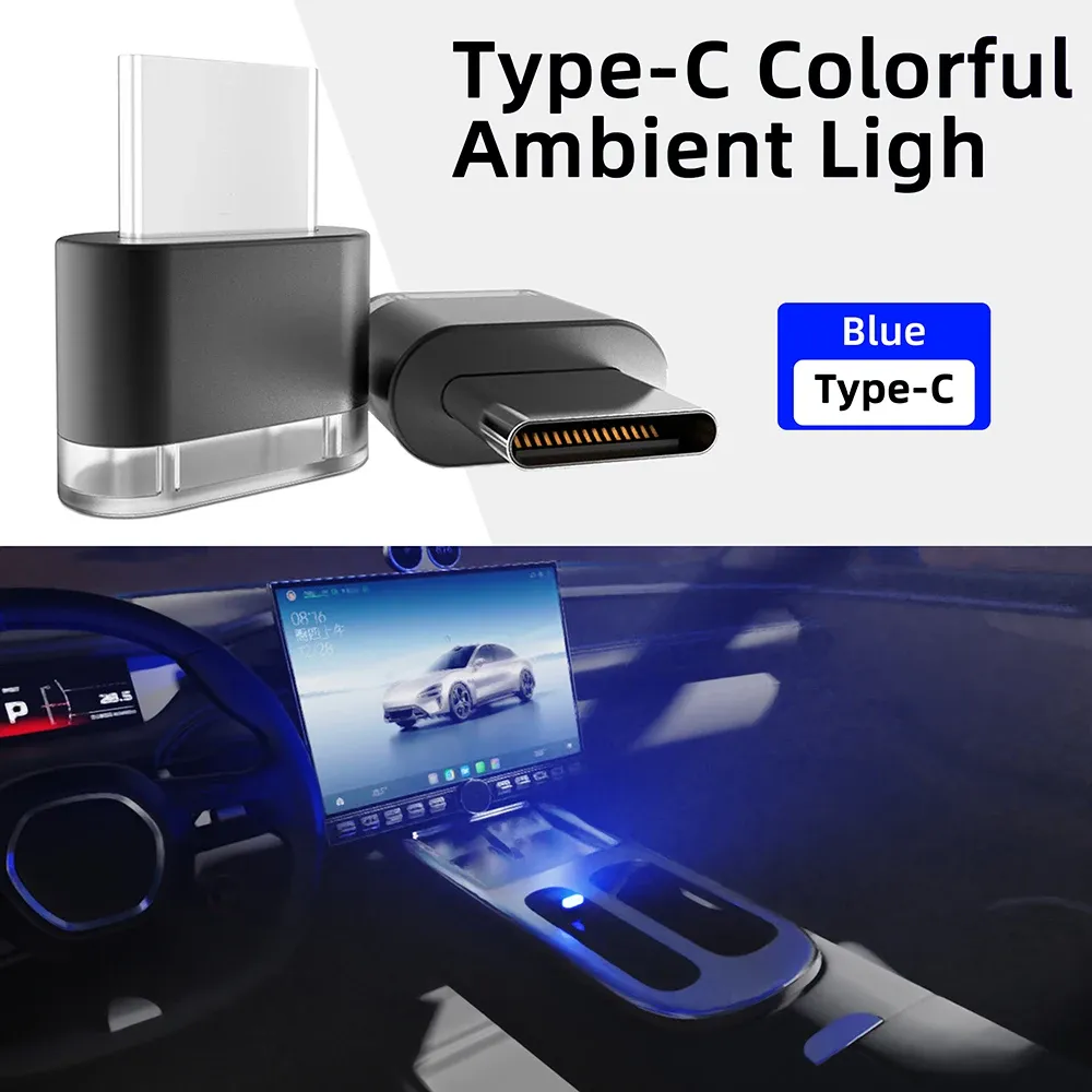 Éclairage d'ambiance LED pour habitacle de voiture, connexion USB-C 13