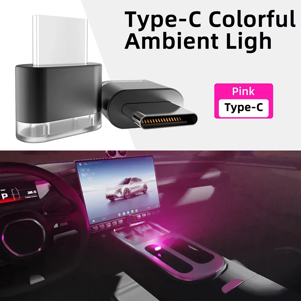 Éclairage d'ambiance LED pour habitacle de voiture, connexion USB-C 10