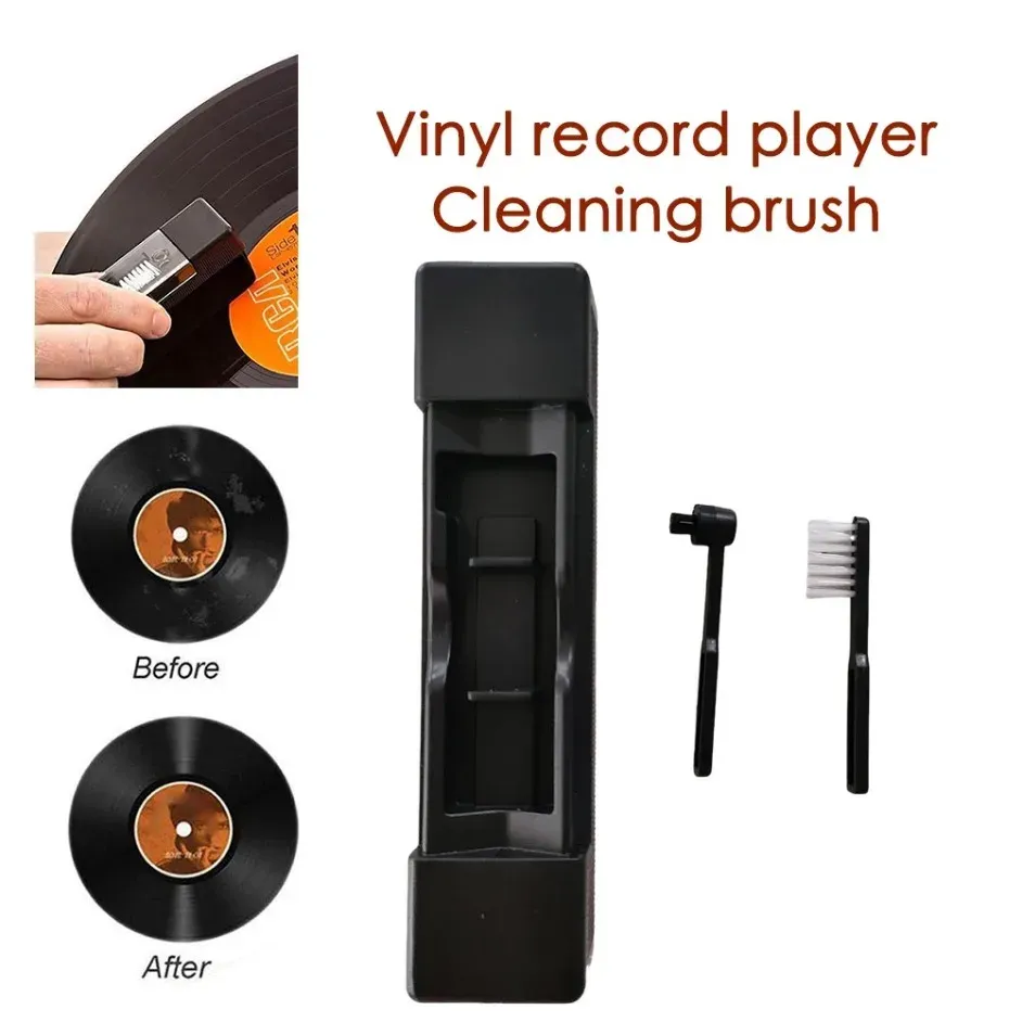 Kit de nettoyage pour disques vinyles avec brosse anti-poussière antistatique pour tourne-disques LP 4