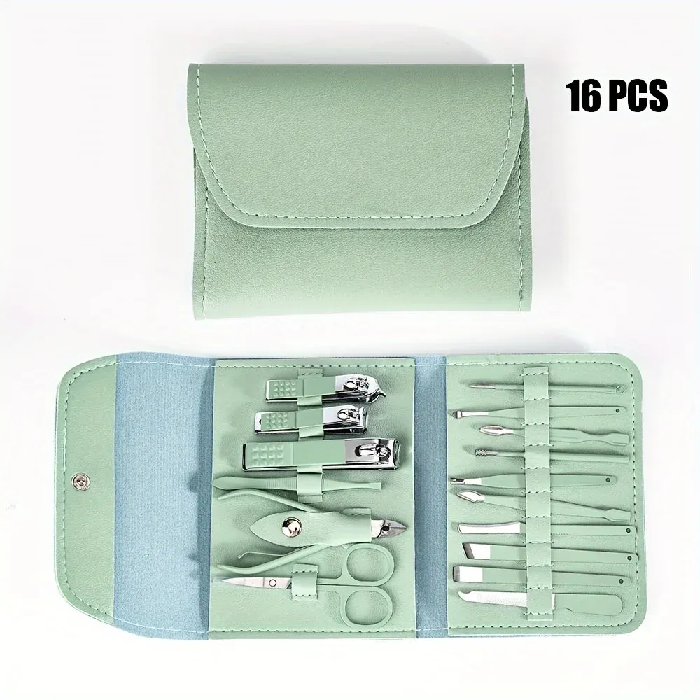 Coffret de manucure et pédicure professionnel, 16 pièces, avec étui de voyage 9