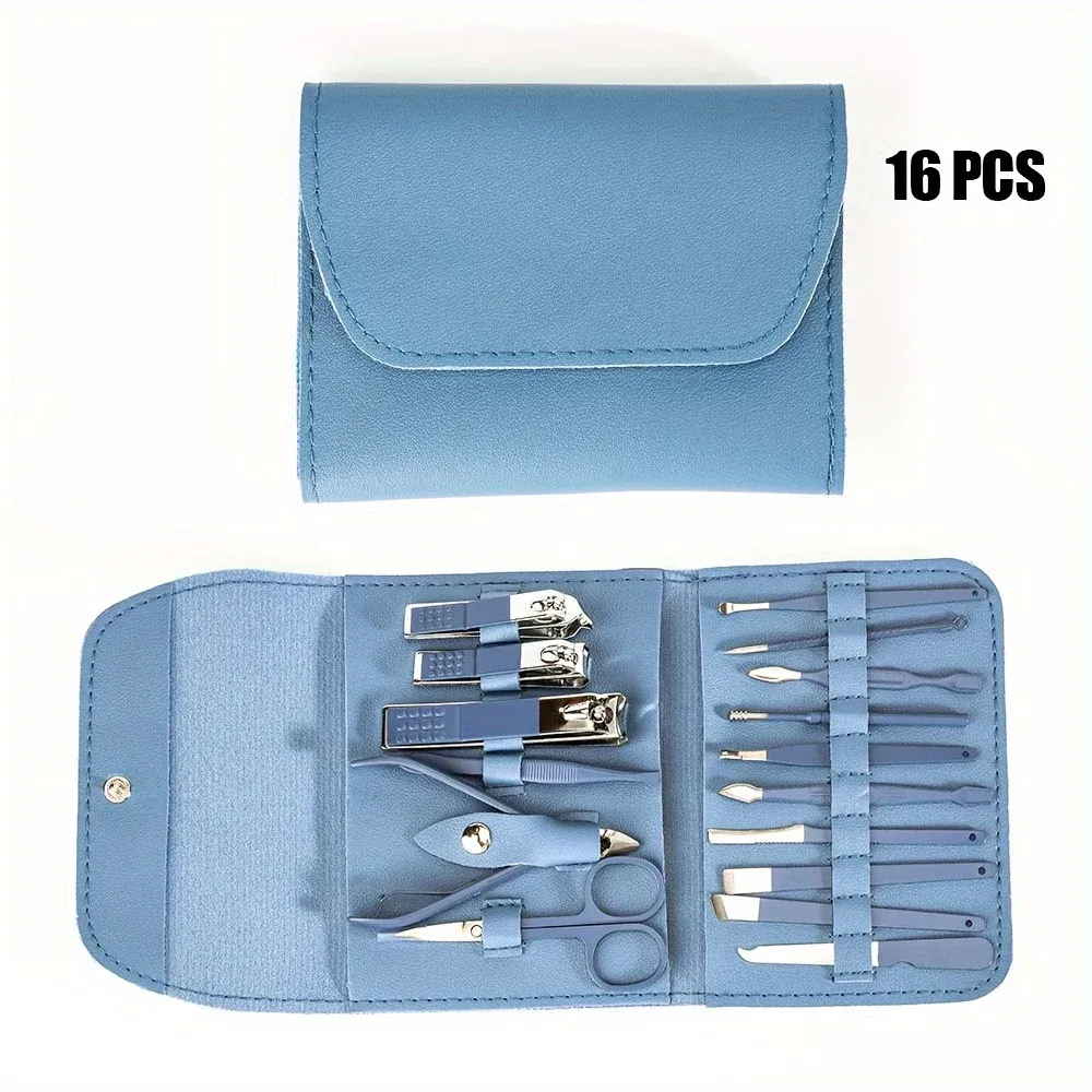 Coffret de manucure et pédicure professionnel, 16 pièces, avec étui de voyage 8
