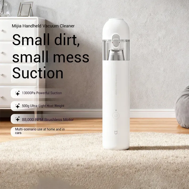 Aspirateur Xiaomi Mi Mini, 13000 Pa, portable, sans fil, démarrage en un bouton, moteur sans balais 88000 tr/min avec plusieurs embouts pour voiture 2