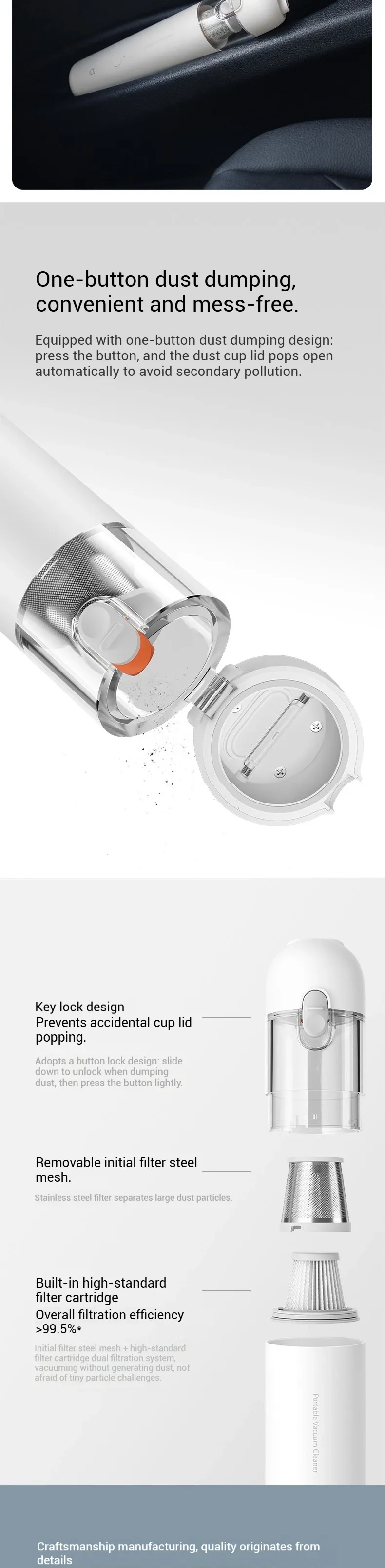 Design compact de l'aspirateur Xiaomi Mi Mini