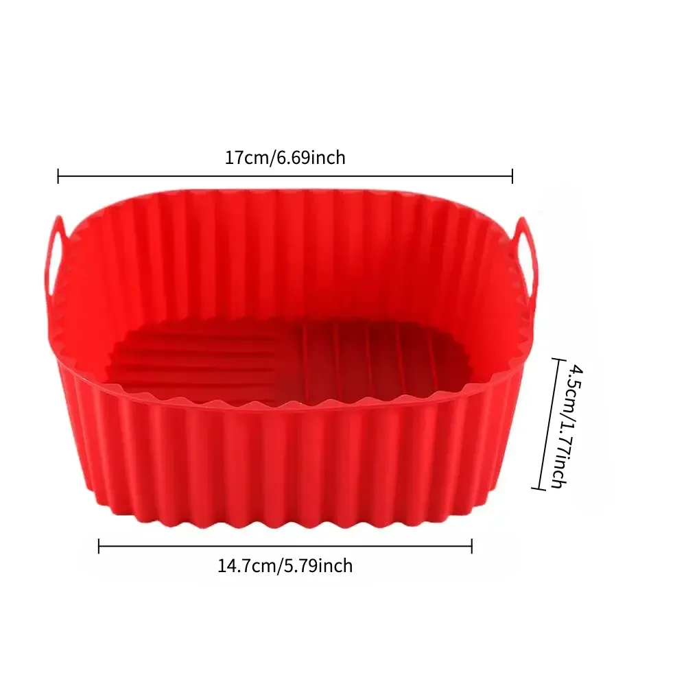 Doublures en silicone réutilisables pour friteuse à air, carrées, antiadhésives, pour panier de 4 à 7 pintes (environ 3,8 à 6,6 L), compatibles four et micro-ondes 7