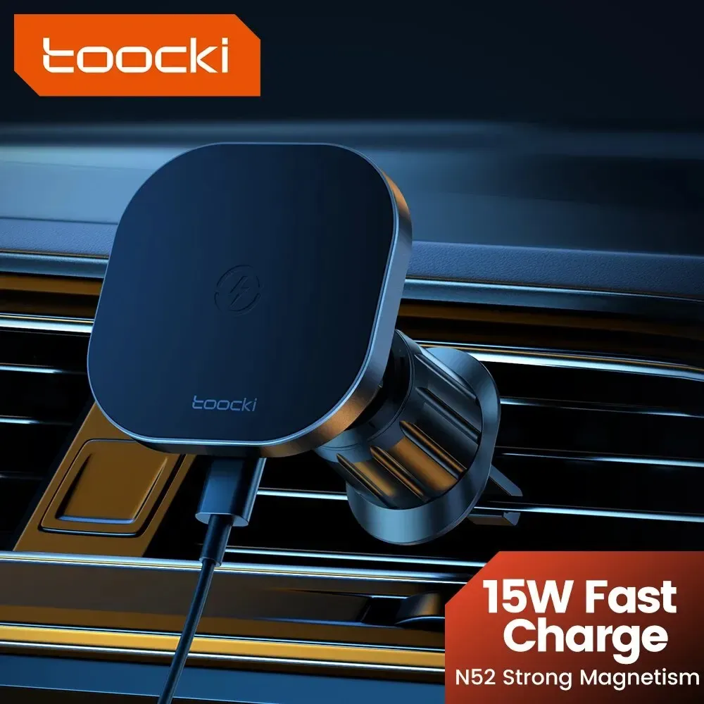 Toocki Support magnétique de téléphone pour voiture avec chargeur sans fil 15 W à charge rapide, fixation sur grille d'aération