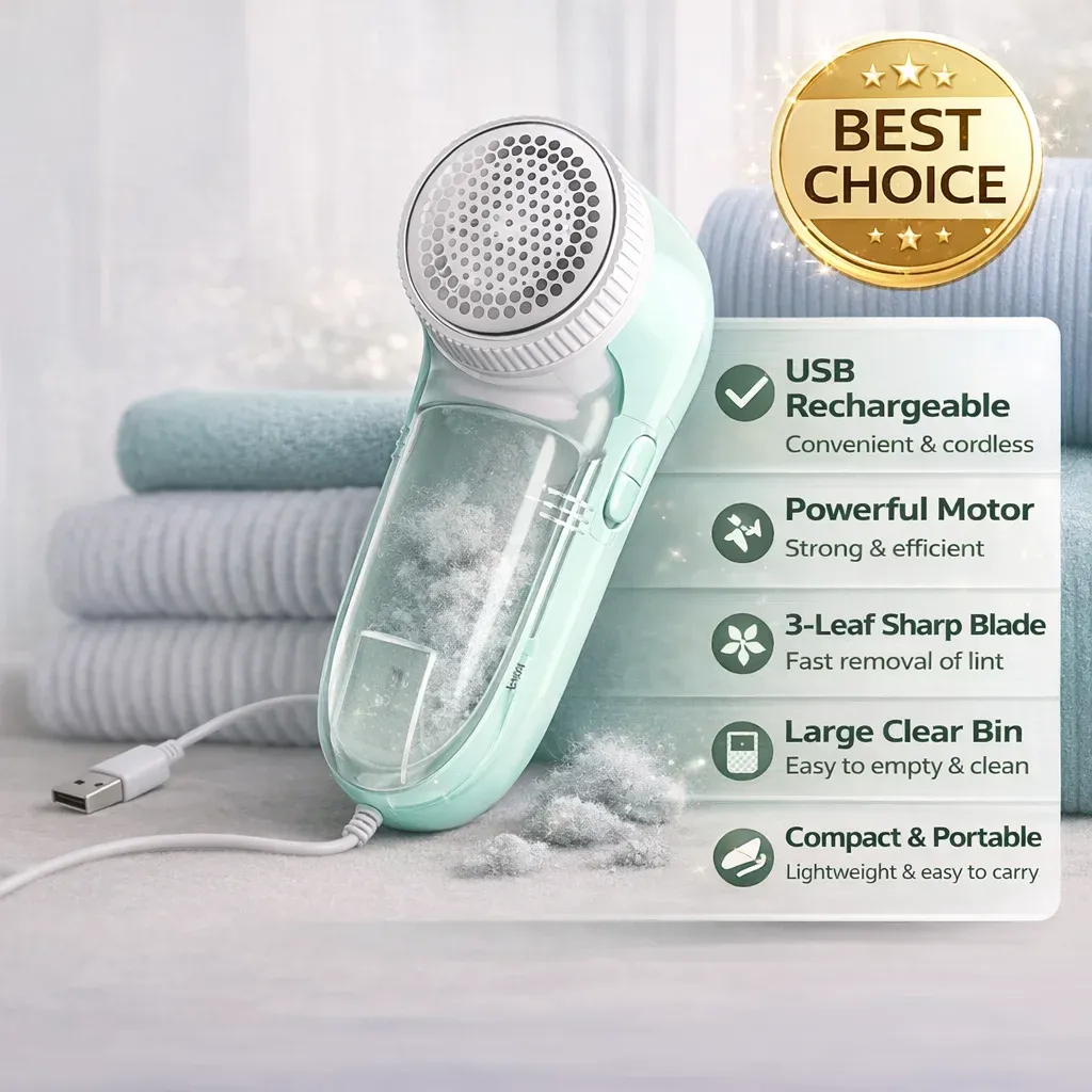 Rasoir électrique portable pour tissus – Élimination professionnelle des peluches et bouloches pour vêtements, usage domestique, lame et brosse aiguisées - Image 1