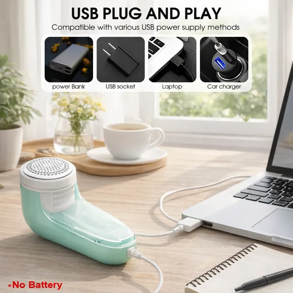 Rasoir électrique portable pour tissus – Élimination professionnelle des peluches et bouloches pour vêtements, usage domestique, lame et brosse aiguisées 2