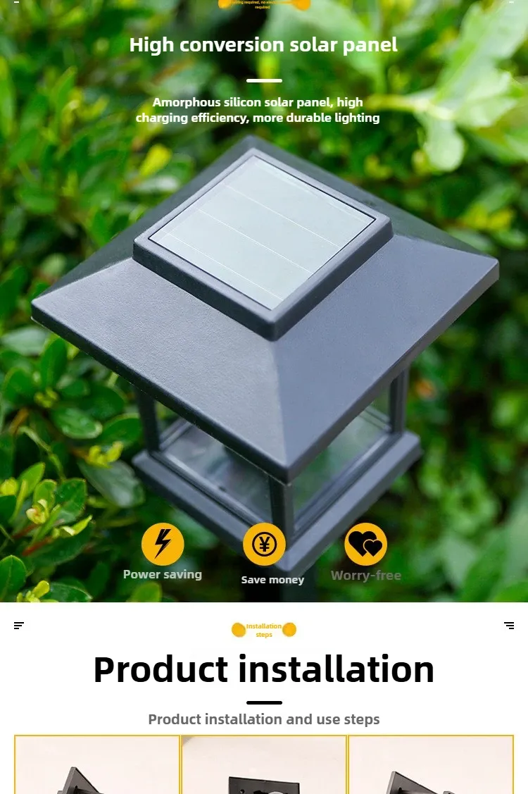 Lampe solaire en situation dans un jardin