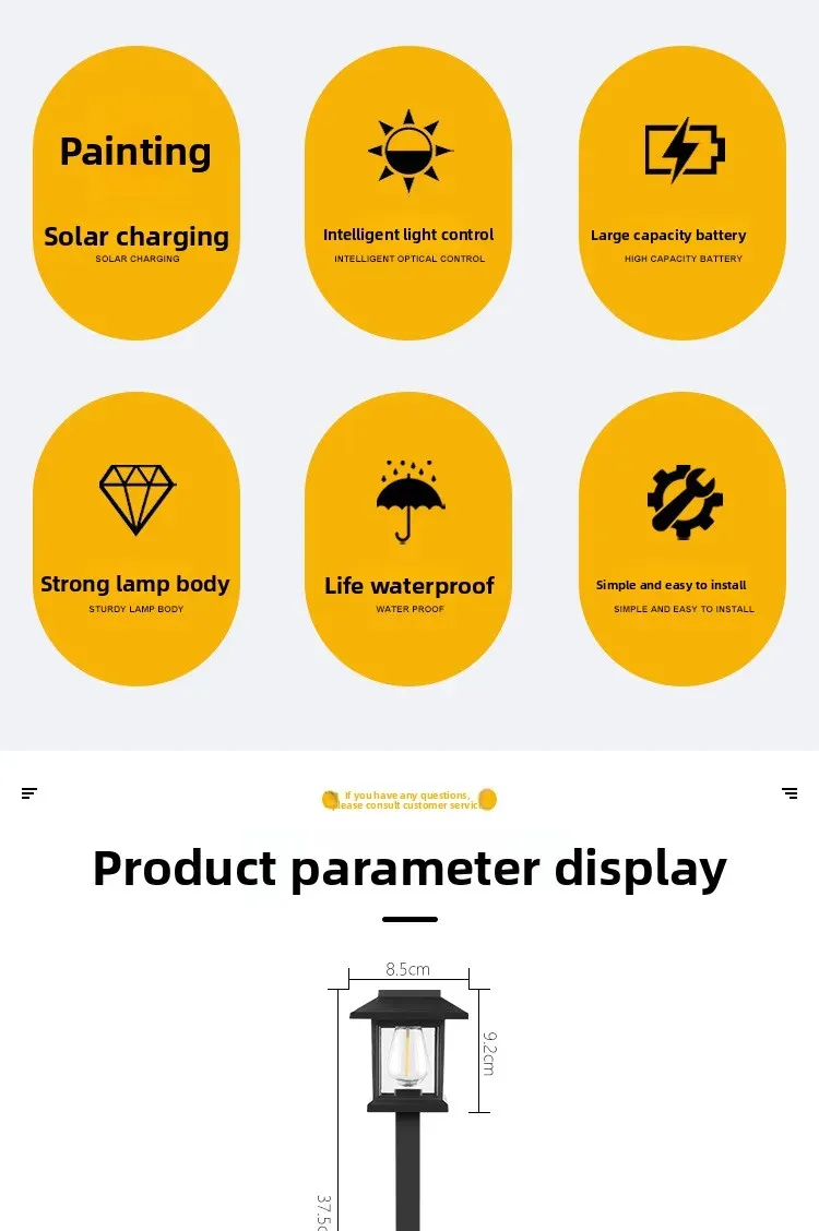Détail de la lampe solaire d'extérieur
