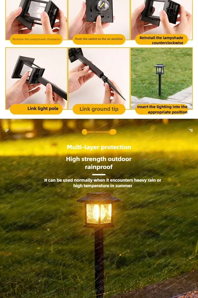 Lampe solaire en situation sur une terrasse