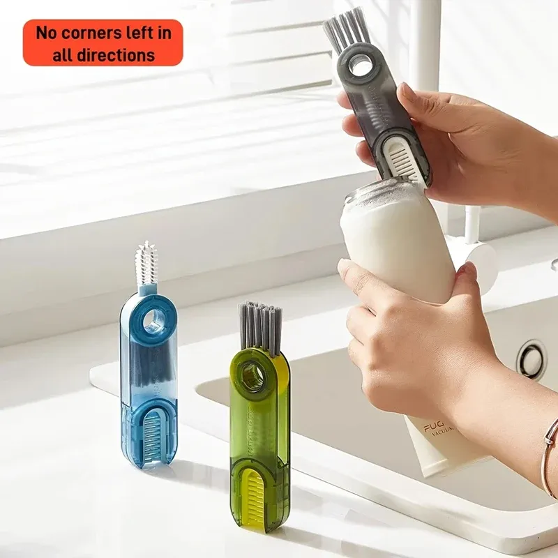 Brosse de nettoyage 3 en 1 pour tasses, 1 pièce, outil de nettoyage pour tasse d'eau, brosse pour bouteille thermos et couvercle de tasse en forme de U 3