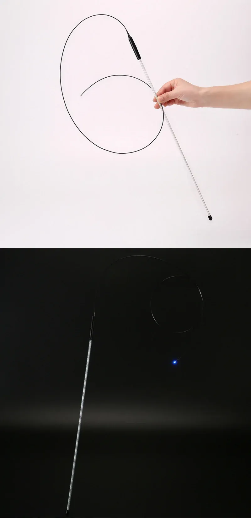 Baguette interactive LED pour chat, détail de la queue lumineuse