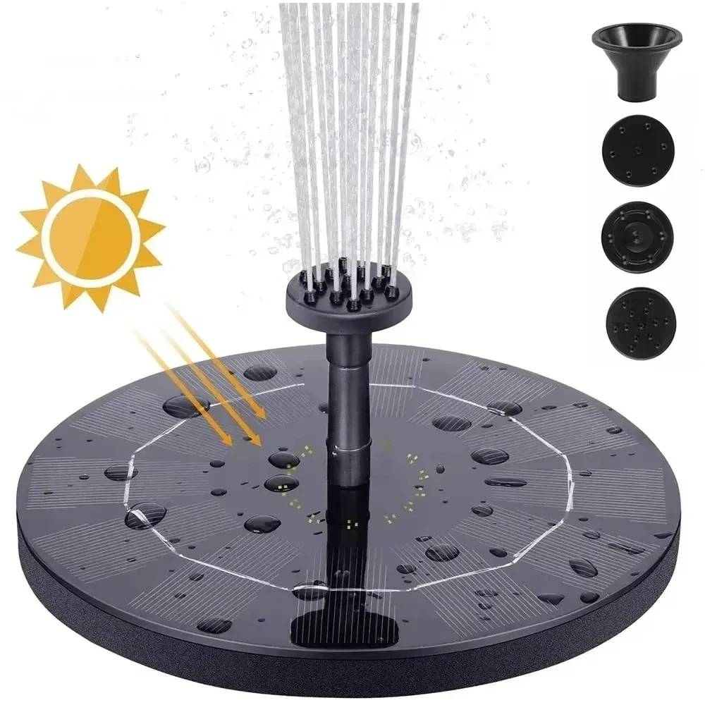 Pompe solaire flottante pour fontaine, bain d'oiseaux et bassin de jardin, avec 4 buses 8