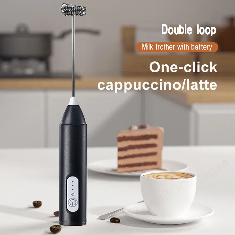 Mousseur à lait électrique sans fil rechargeable USB-C en acier inoxydable, mini fouet à main pour café et cappuccino - Image 1