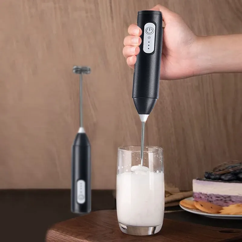 Mousseur à lait électrique sans fil rechargeable USB-C en acier inoxydable, mini fouet à main pour café et cappuccino 3