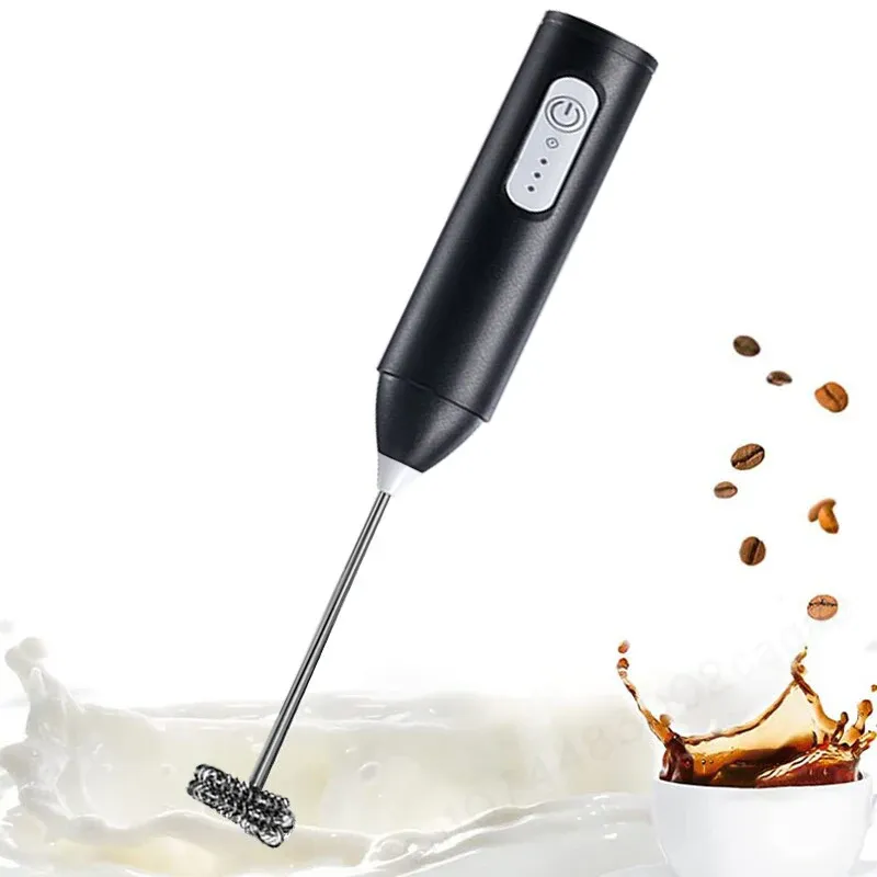 Mousseur à lait électrique sans fil rechargeable USB-C en acier inoxydable, mini fouet à main pour café et cappuccino 11