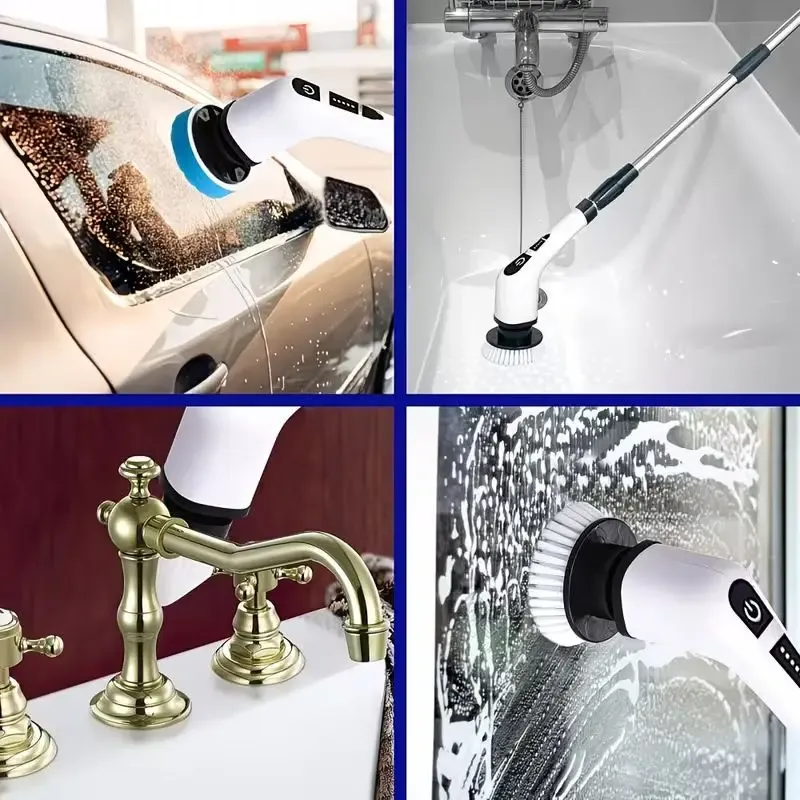 Brosse de nettoyage électrique 9 en 1 rotative et flexible pour salle de bain, sols, interstices et vitres de douche 5