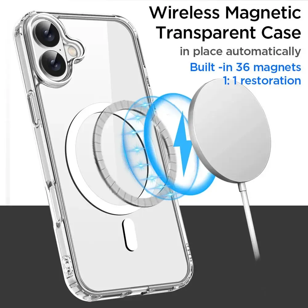 Coque magnétique transparente en silicone compatible MagSafe pour iPhone 17, 16, 15, 14, 13, 12 et 11 (Pro, Pro Max, Plus, Mini) 2