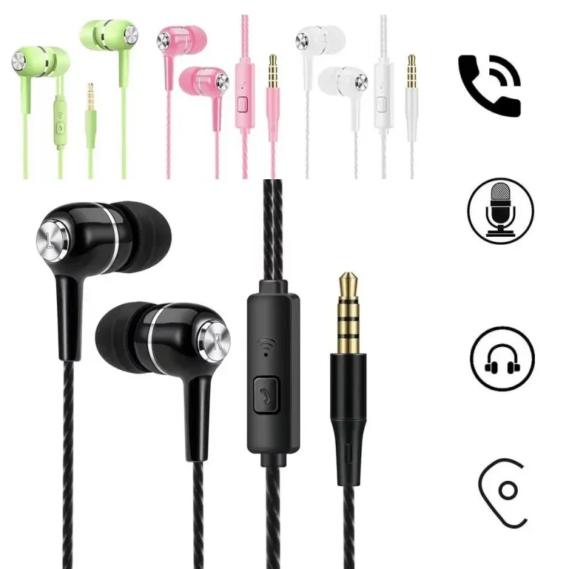 1/2/3/4 écouteurs filaires universels 3,5 mm pour sport, avec basses renforcées, microphone et contrôle du volume, compatibles avec téléphones et casques stéréo