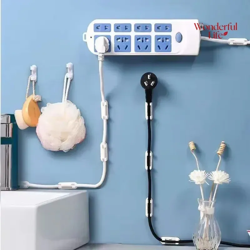 Clips de gestion de câbles réglables, lot de 20 ou 50 pièces, clips adhésifs pour fils, support de câble pour TV et PC, fixation sous bureau ou mur 2