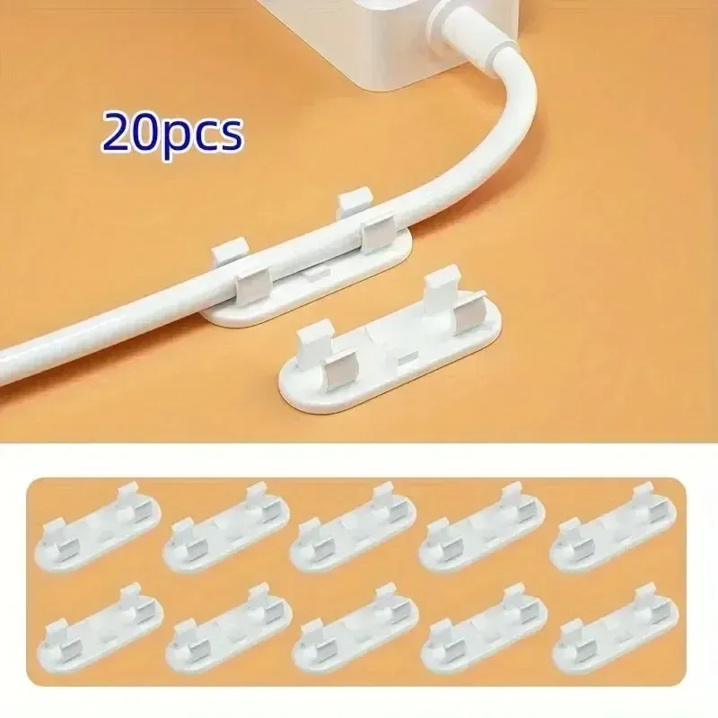 Clips de gestion de câbles réglables, lot de 20 ou 50 pièces, clips adhésifs pour fils, support de câble pour TV et PC, fixation sous bureau ou mur 7