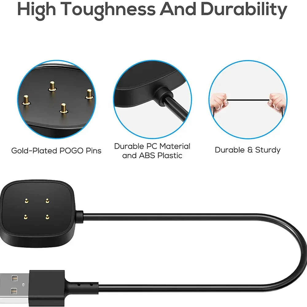 Chargeur USB de remplacement pour montre connectée Fitbit Sense, Sense 2, Versa 3 et Versa 4 (1 m) 2