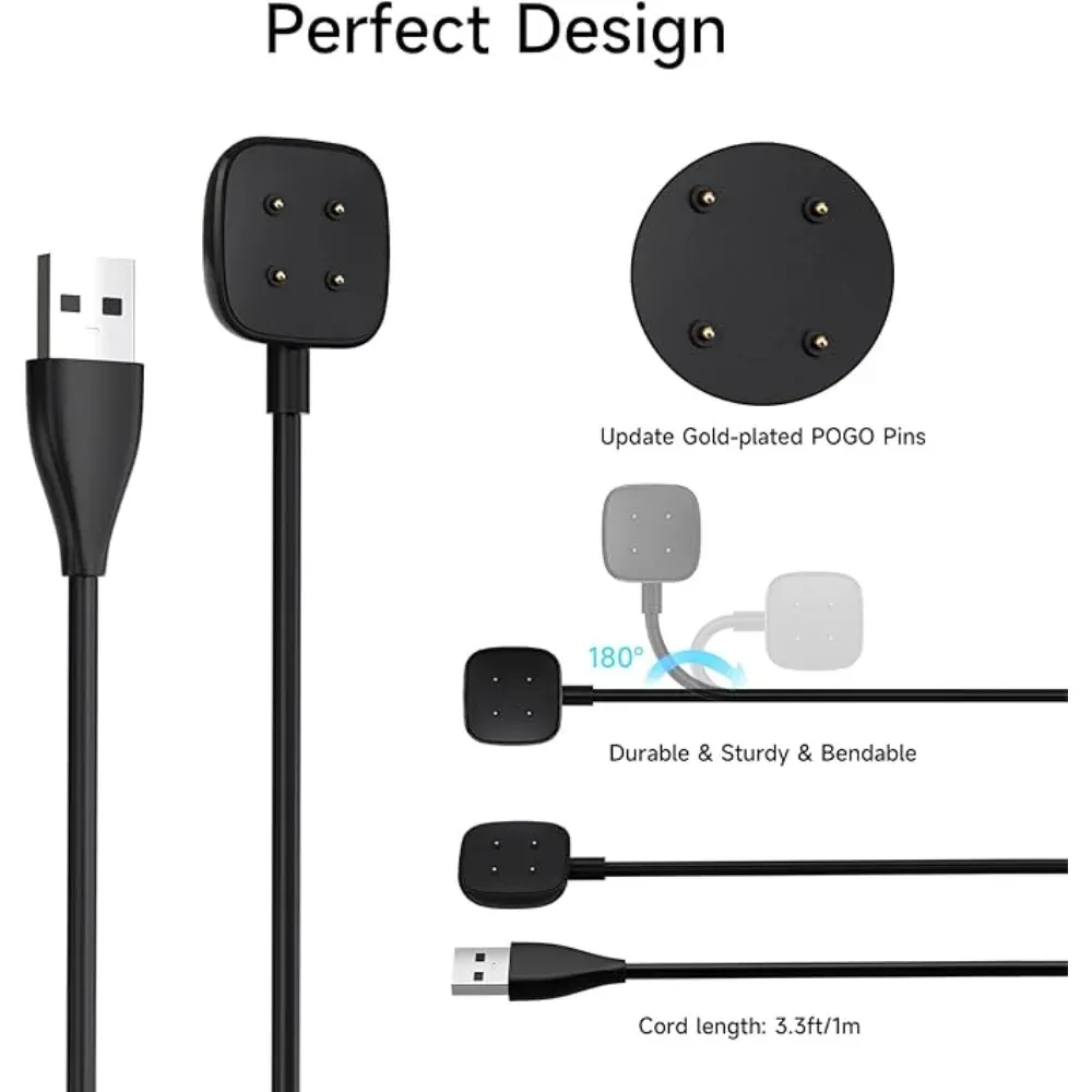Chargeur USB de remplacement pour montre connectée Fitbit Sense, Sense 2, Versa 3 et Versa 4 (1 m) 5