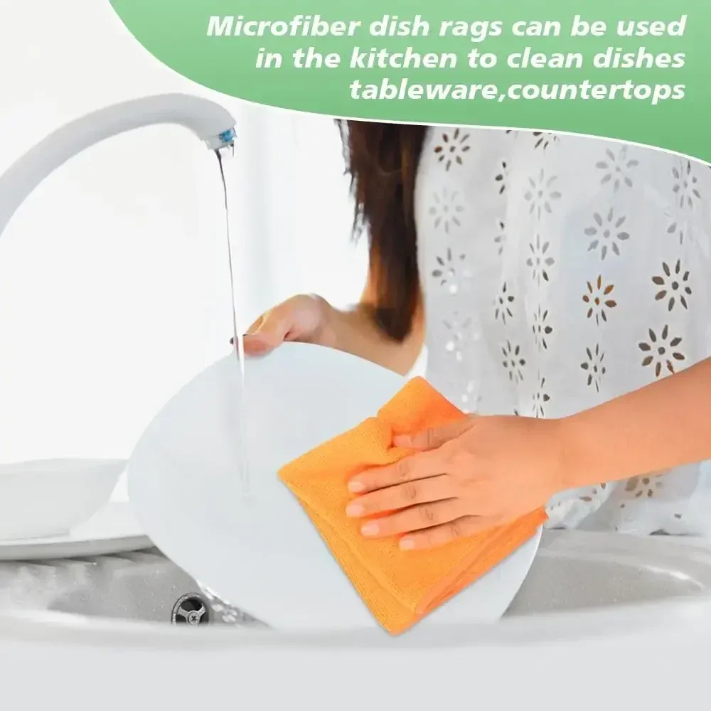 Chiffons de nettoyage polyvalents en microfibre, lot de 5 (30 x 30 cm), coloris assortis, réutilisables et absorbants pour la cuisine 4