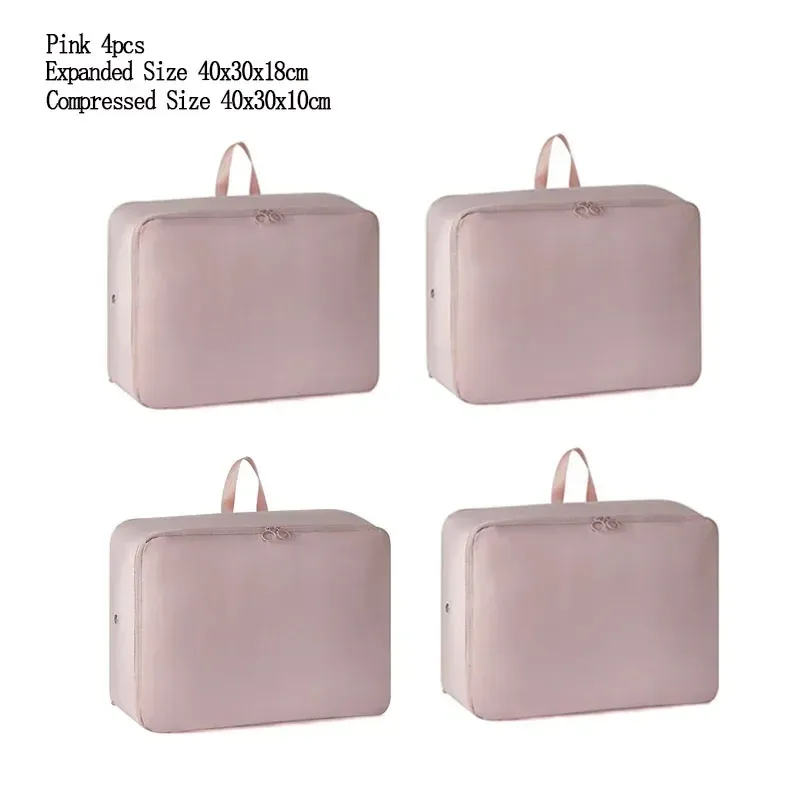 Lot de 4 sacs de rangement compressibles pour vêtements, doudounes et couettes en coton, pliables et extensibles, grande capacité 11