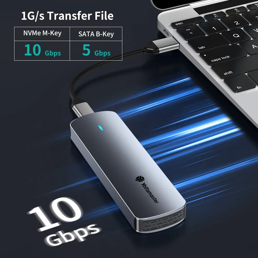 Boîtier externe Yottamaster pour SSD M.2 NVMe et SATA, USB 3.1 Gen2 USB-C, en alliage d'aluminium 2