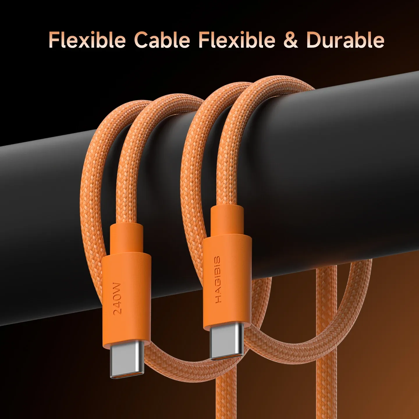 Câble Hagibis USB-C vers USB-C Type-C 240 W, câble de charge rapide à connecteur coudé, chargeur PD 3.1 pour iPhone 17 Pro Max, tablette et CarPlay 3