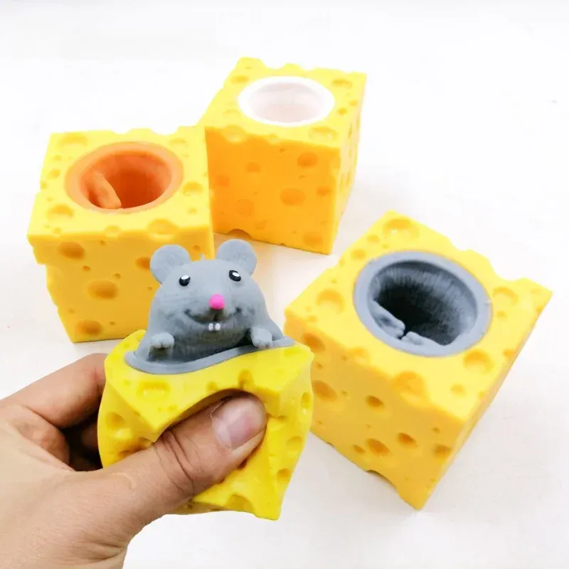 Jouet anti-stress Pop-Up à presser, souris et fromage à trouver, pour enfants et adultes - Image 1