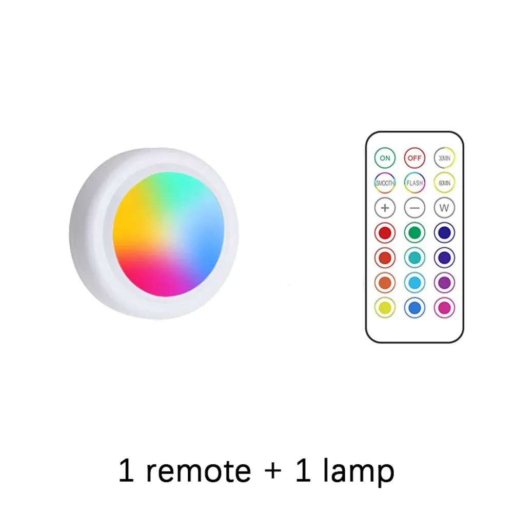 Lampes LED RVB sous meuble avec télécommande, fonctionnant sur batterie, veilleuse sans fil à intensité variable pour garde-robe 11