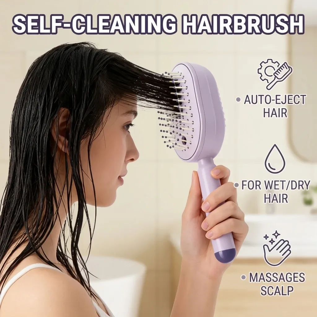 Peigne de massage électrique 3-en-1 à coussin d'air, vaporisateur et diffusion d'huiles essentielles, auto-nettoyant, rechargeable, pour le cuir chevelu - Image 1