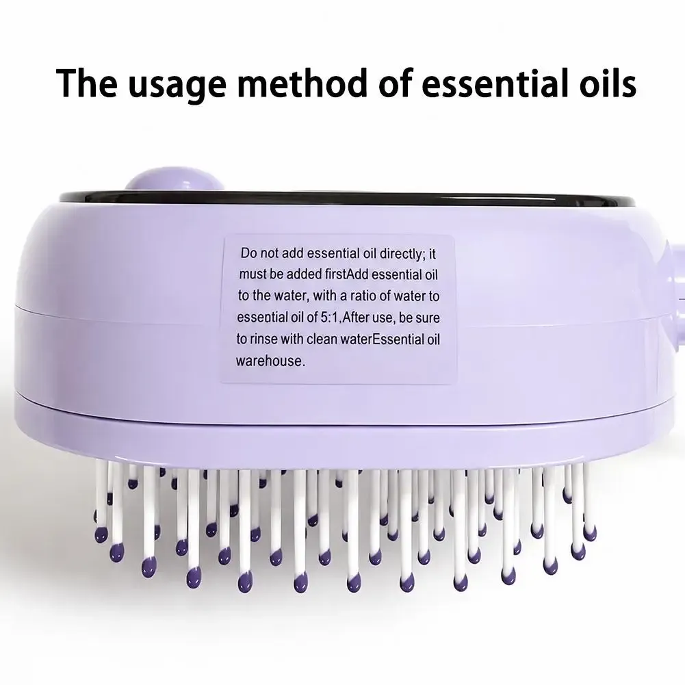 Peigne de massage électrique 3-en-1 à coussin d'air, vaporisateur et diffusion d'huiles essentielles, auto-nettoyant, rechargeable, pour le cuir chevelu 6