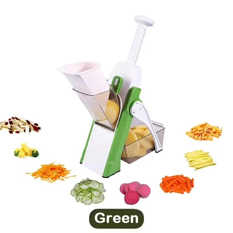 Coupe-légumes manuel 5-en-1 multifonction : trancheuse, hachoir à pommes de terre, coupe-frites et éplucheur, facile à utiliser 9