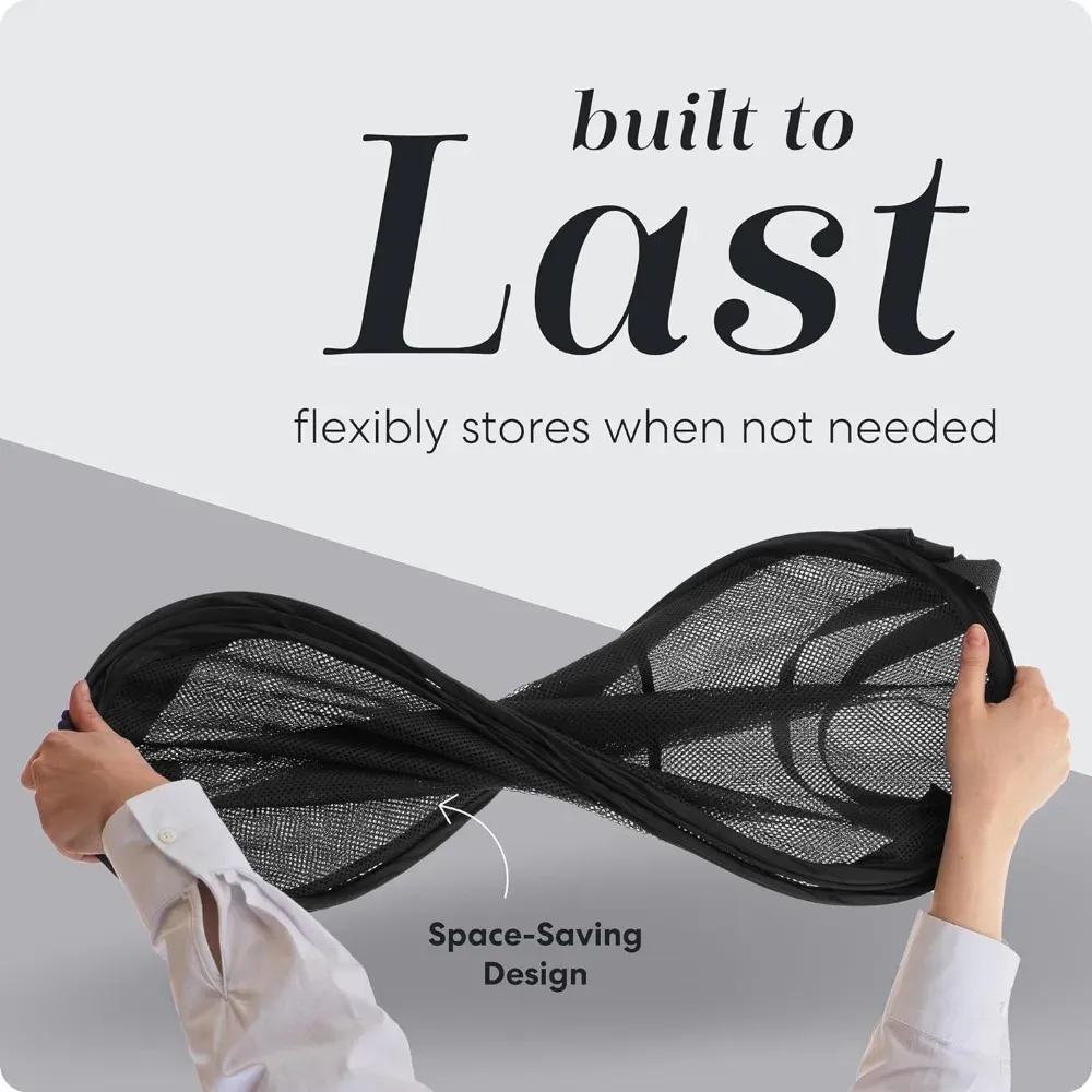 Grand panier à linge pliable en maille, panier à linge pop-up avec poche latérale, rangement respirant pour vêtements, organisation du linge 4